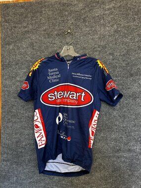 Verge Stewart Title Cycling Jersey Mens Large Blue Half Zip Short Sleeve Bike